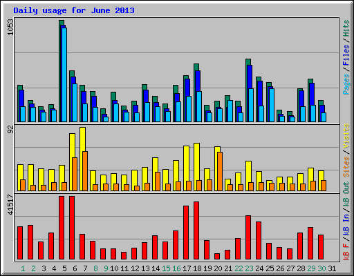 Daily usage for June 2013