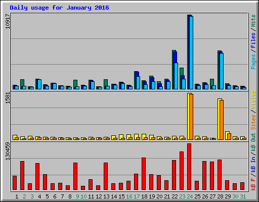 Daily usage for January 2016