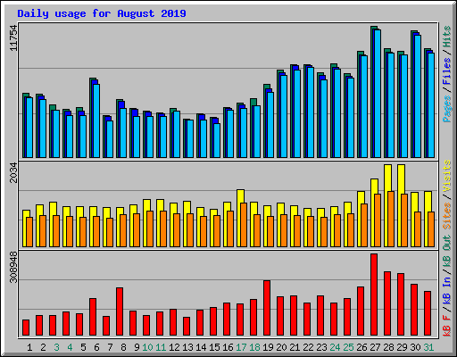 Daily usage for August 2019