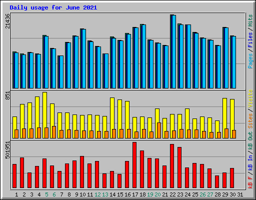 Daily usage for June 2021