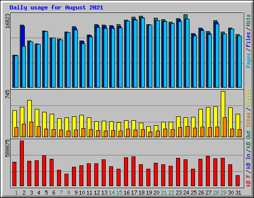 Daily usage for August 2021