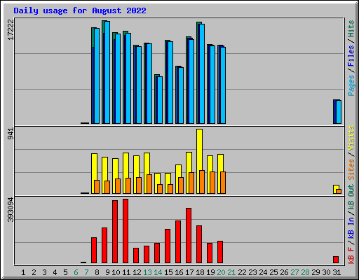 Daily usage for August 2022