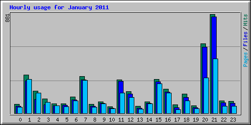 Hourly usage for January 2011