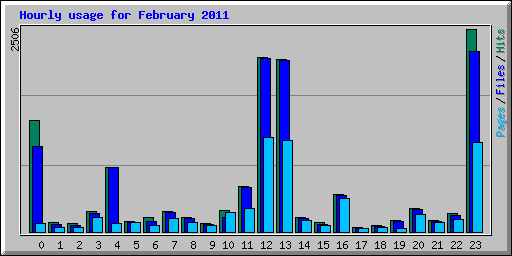 Hourly usage for February 2011