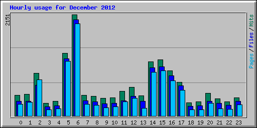 Hourly usage for December 2012