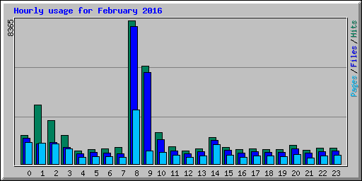 Hourly usage for February 2016